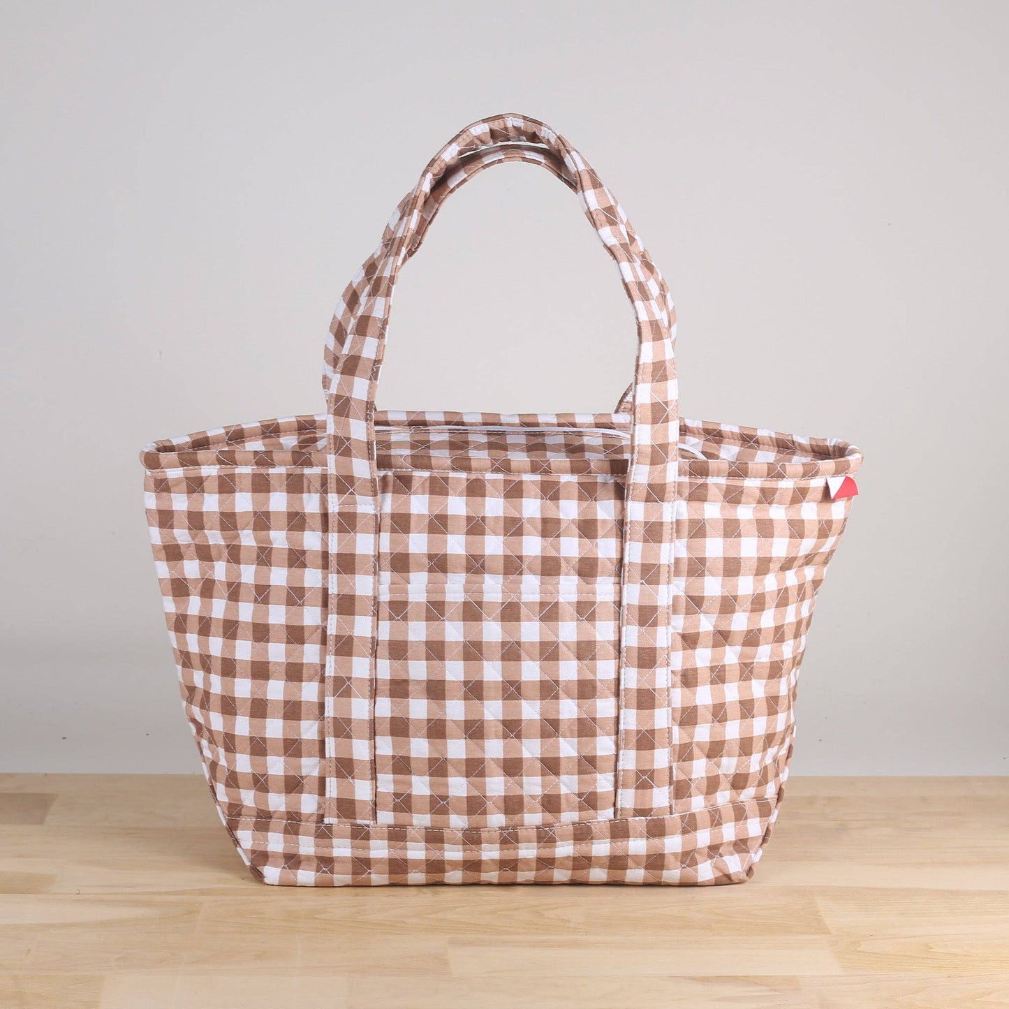 Gingham Quilted Oversized Tote
